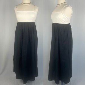 Abercrombie Fitch Maxi Dress Size Large Tall LT Black White Linen Minimalist